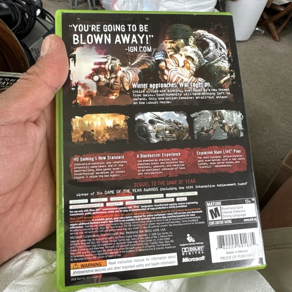 Gears of War 2 Microsoft Xbox 360 Platinum Hits with Slipcover CIB & 2 Map Codes